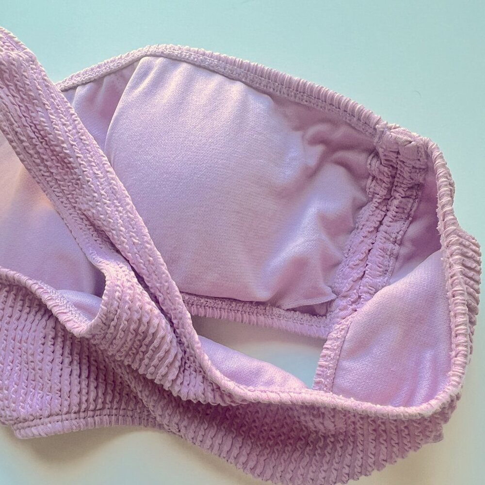 NWT Salt + Cove One Shoulder Side Shirred Bikini Top Dusty Lilac Size Small S - Picture 10 of 10